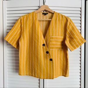 Topshop Yellow Striped Shirt Size 2